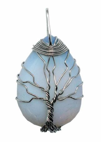 Opalite Teardrop Pendant with Wired Tree of Life