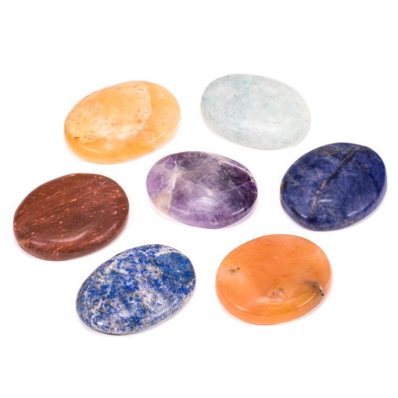 Set of 7 Chakra Stones Oval in Pouch