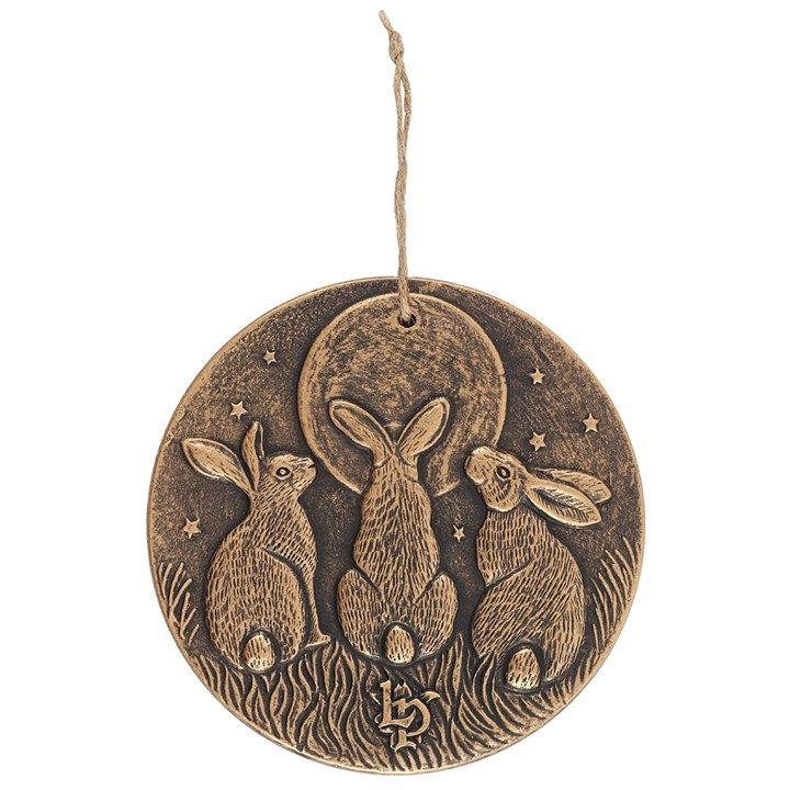 Terracotta Plaque - Moon Shadows Hare (Gold)