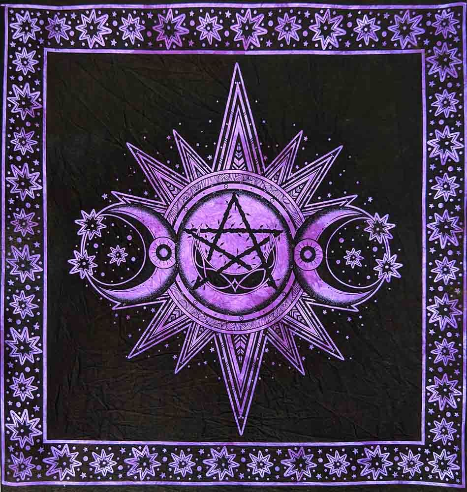 Altar Cloth - Sun Moon Pentagon - Purple - 105cm x 105cm