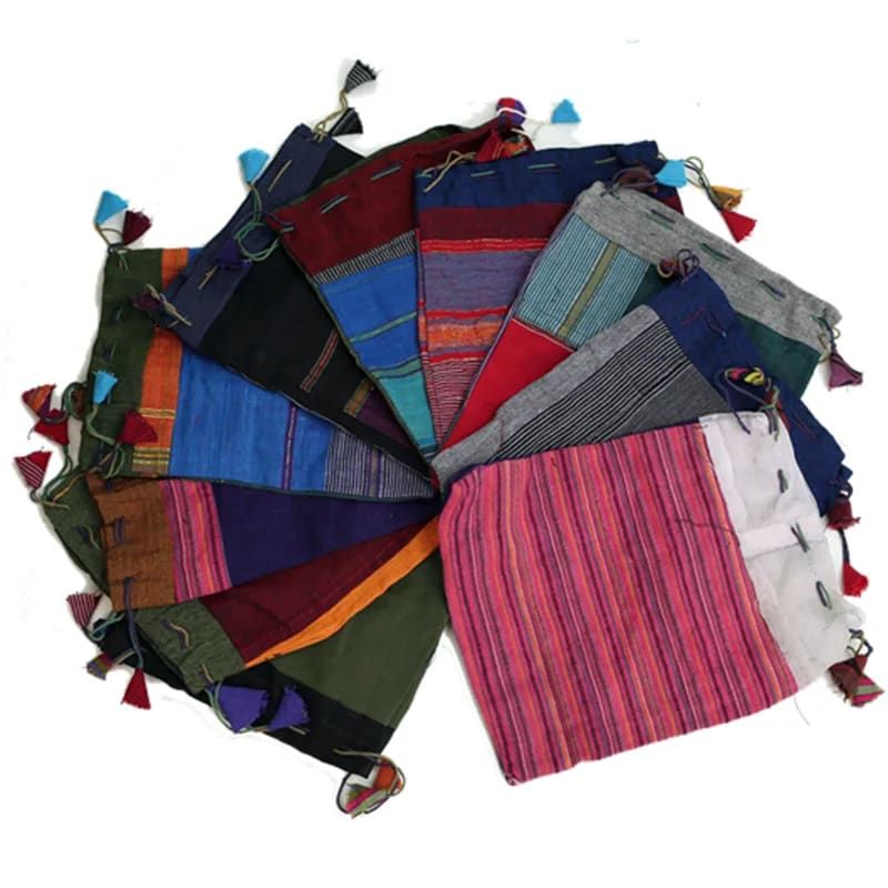 Vintage JeevanKala Cotton Tarot Bag - Embroidered Tarot Bag - 18cm x 22cm