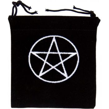 Small Velvet Black Pentagram Pouch Small - 8cm x 10cm