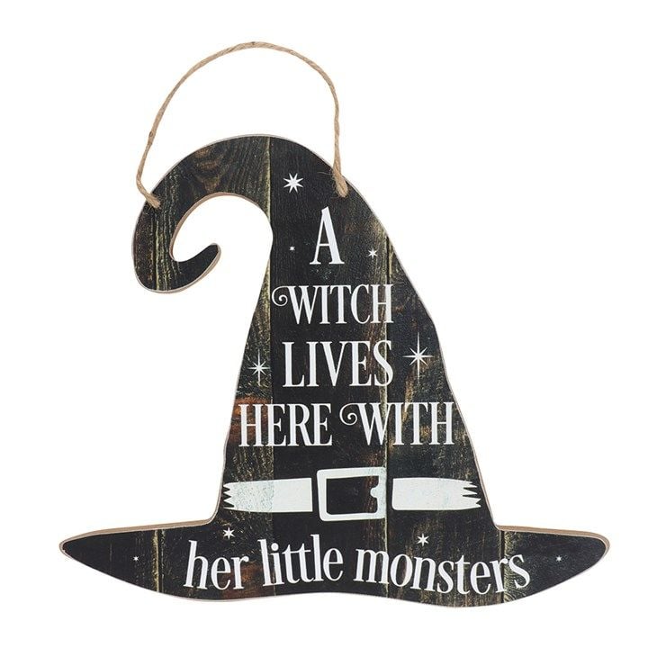 A Witch Lives Here With Her Little Monsters Sign