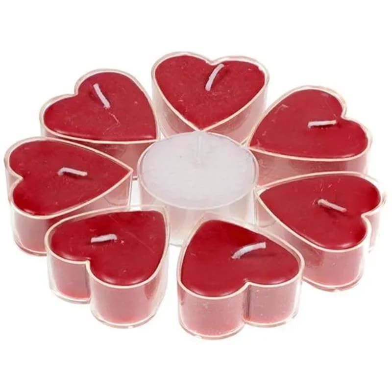 Rose Heart Shaped Candles - Set of 7