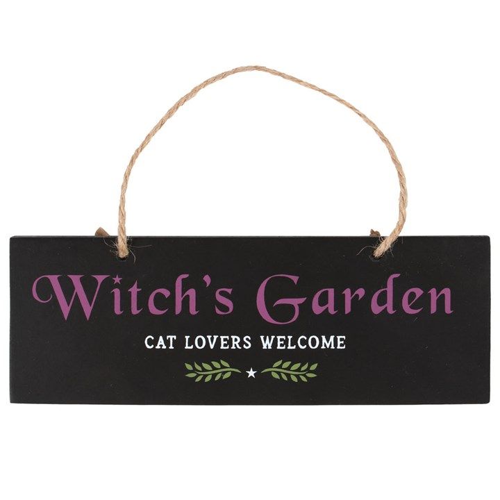 Wooden Plaque - Witches Garden Cat Lovers Welcome