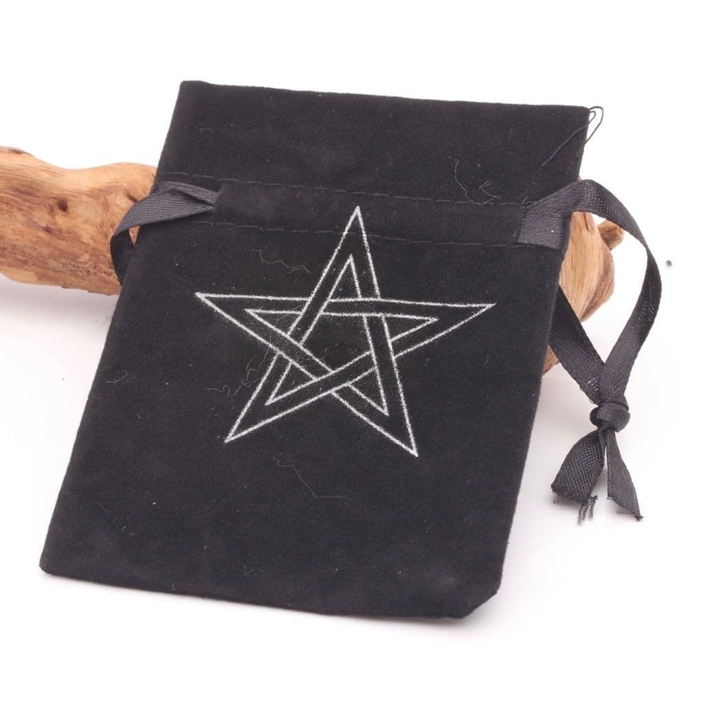 Pouch - Velvet Black Pentagram Small - 10cm x 12cm