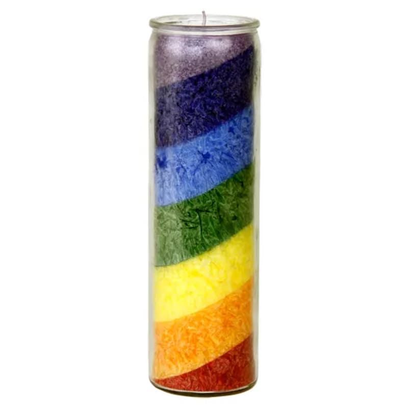 Rainbow Stearin Candle unscented in glass 100 hours Burn