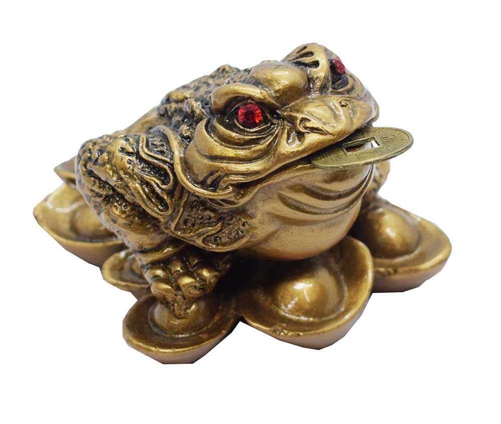 Mini Statuette Feng Shui Three Leg Frog/Toad - Gold