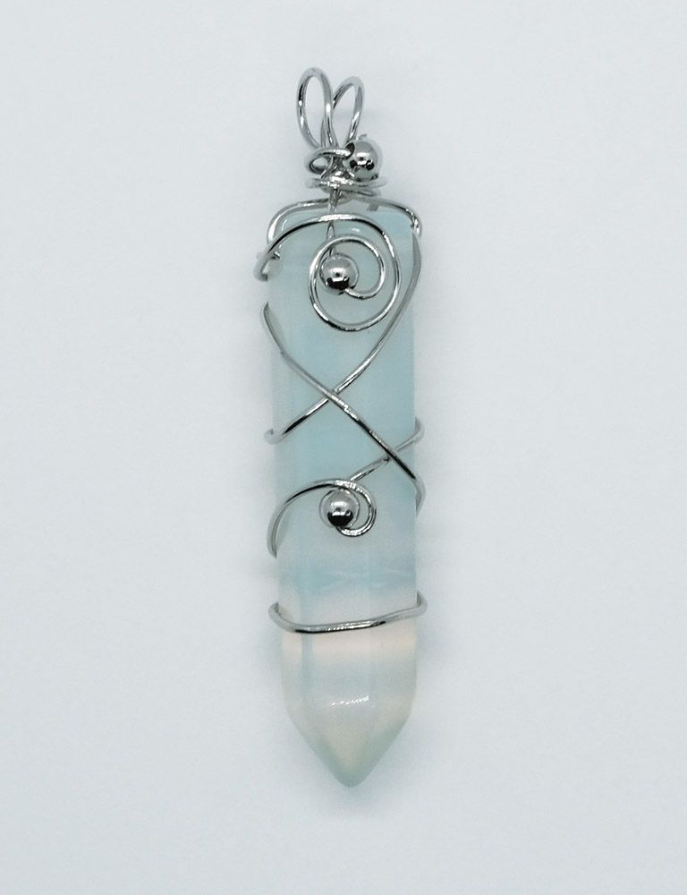 Opalite Point Pendant with Wired Beads
