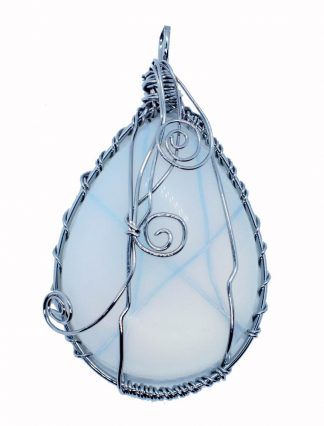 Opalite Teardrop Pendant with Wired Frame
