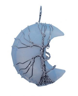 Opalite Moon Pendant with Wired Tree of Life