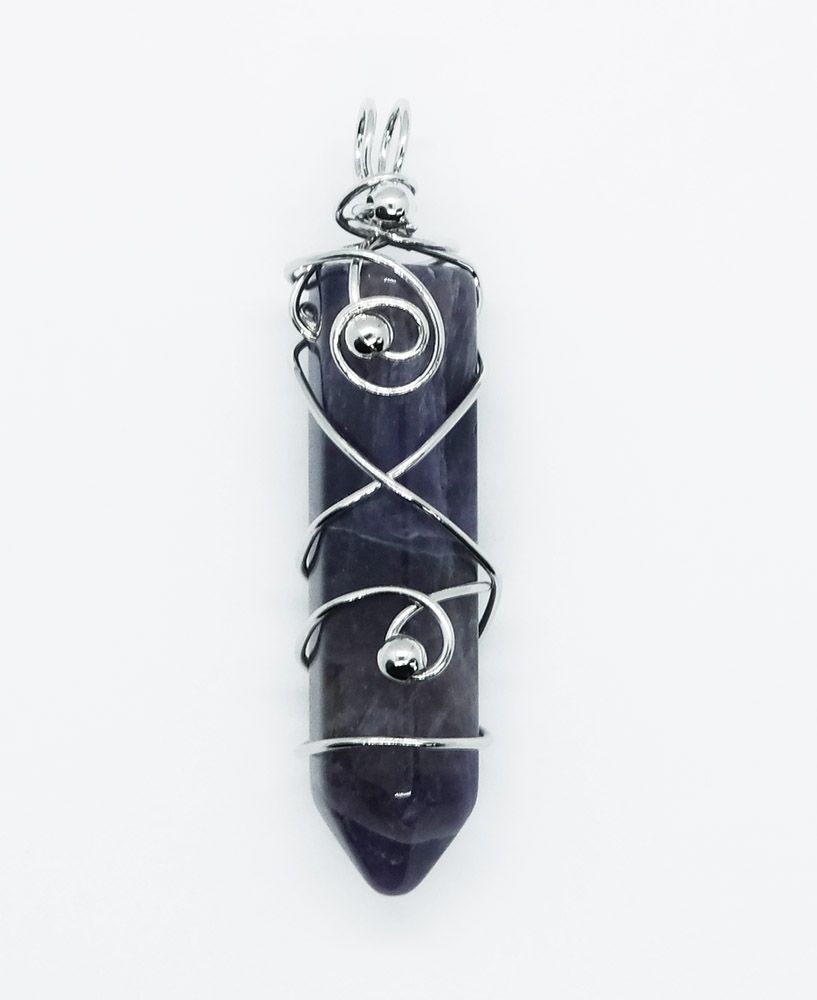 Amethyst Point Pendant with Wired Beads