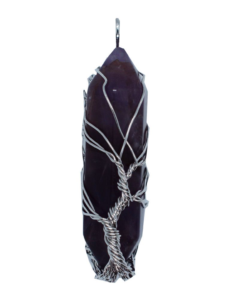 Amethyst Point Pendant with Wired Tree of Life