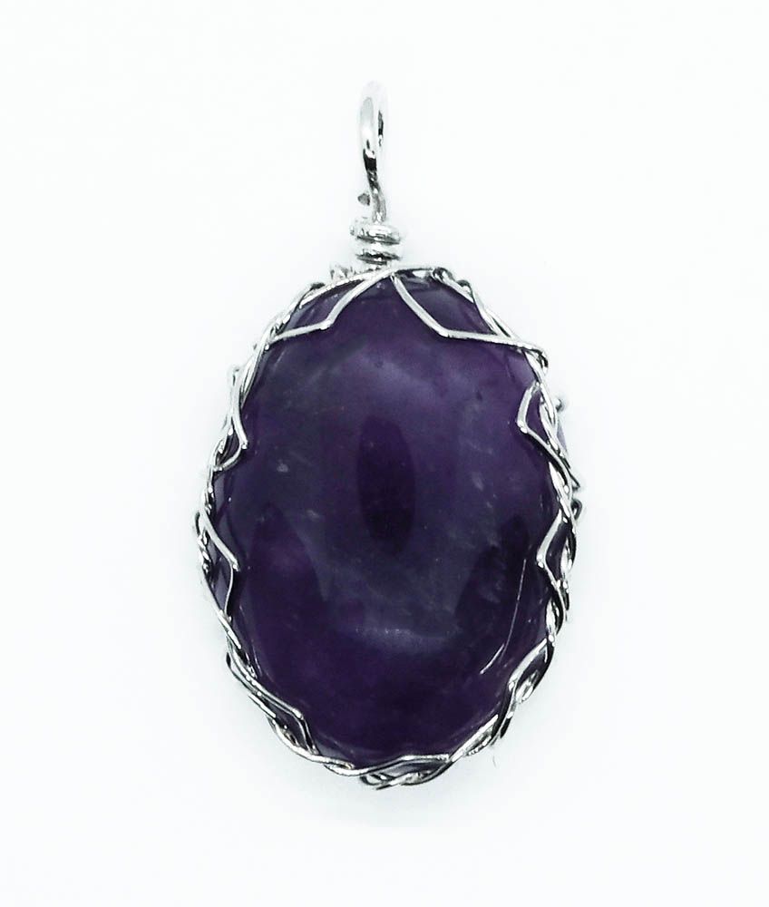 Amethyst Oval Pendant with Wire Cage