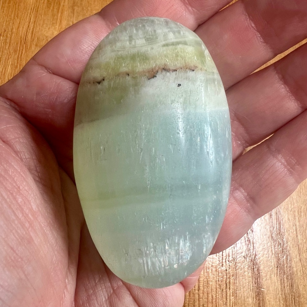 Pistachio Calcite Palm Stone 124g
