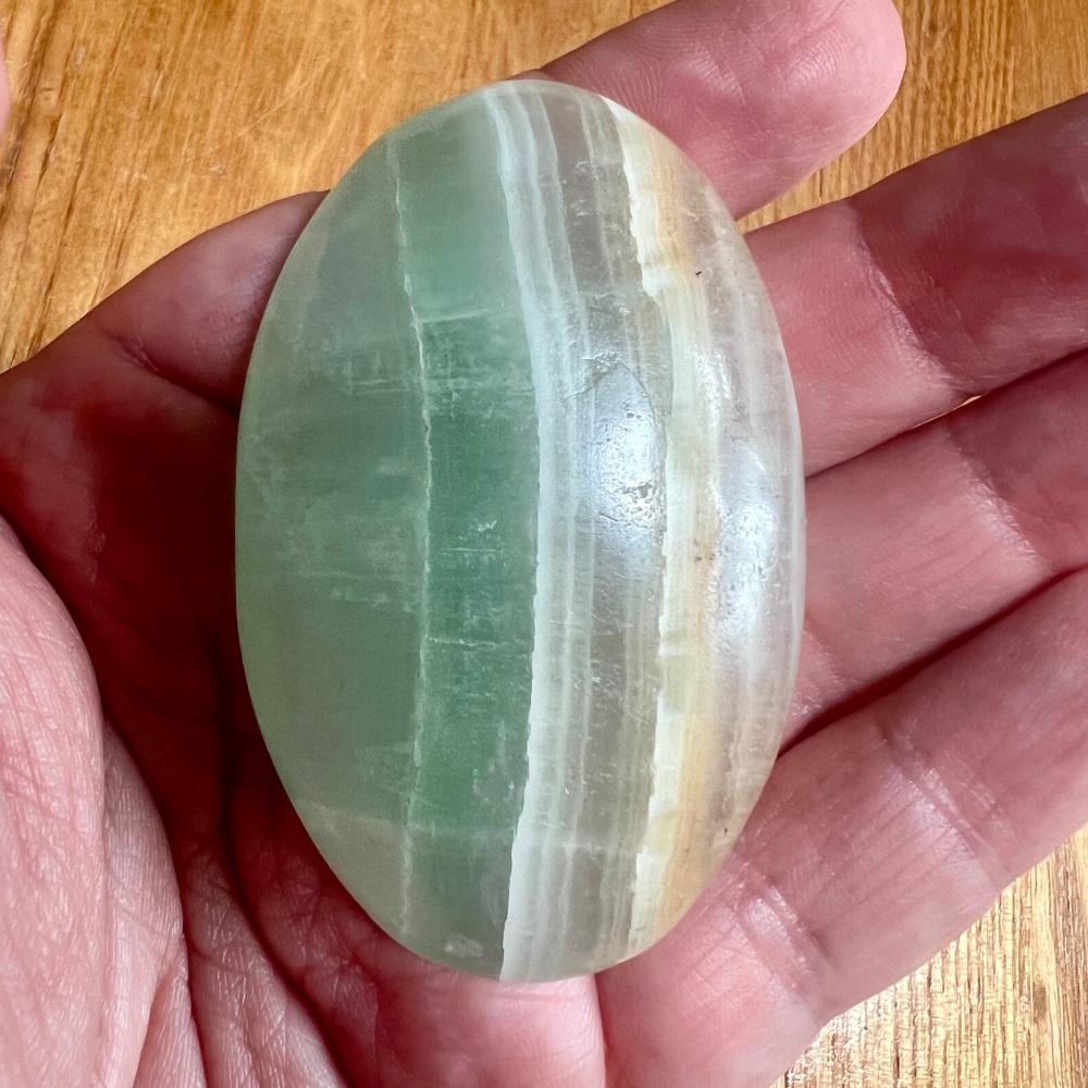 Pistachio Calcite Palm Stone 85g