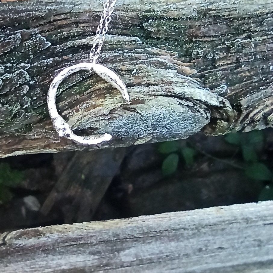 Crescent Moon Irregular Silver Pendant