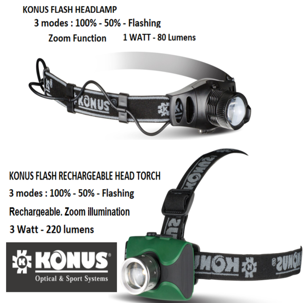 KONUS Quality Night Vision Flash Head Band Led Torches. Night Fishing & Hun