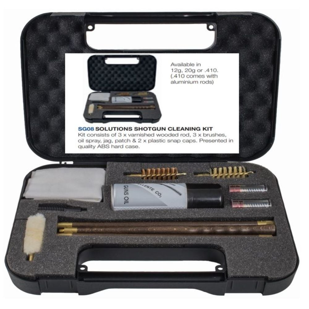 Shotgun Cleaning Kit in ABS Lined Hard Case. Availible in 12G and 20G