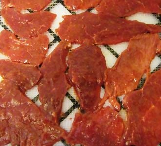 Raw Beef Jerky, ready for dehydration.