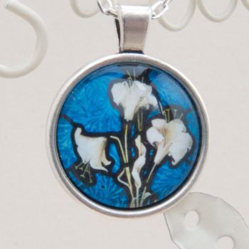 Victorian stained glass lilies pendant 