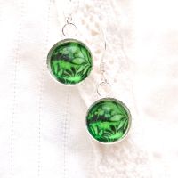 Stained glass earrings, green