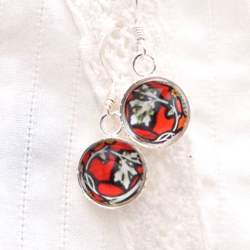 Stained glass earrings, red