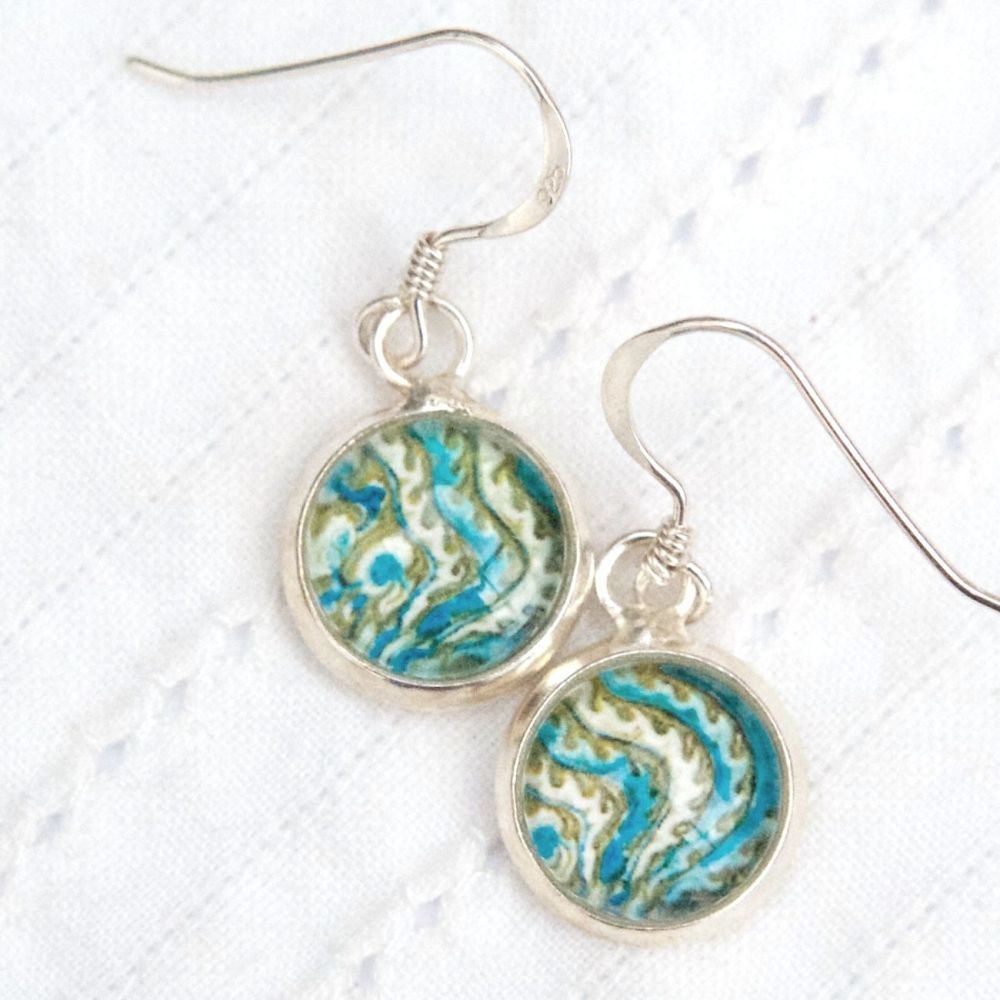 Persian Simurgh tile motif earrings