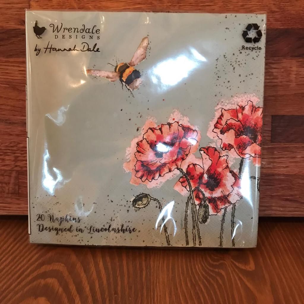 Napkins With Poppies & Bees (Large)
