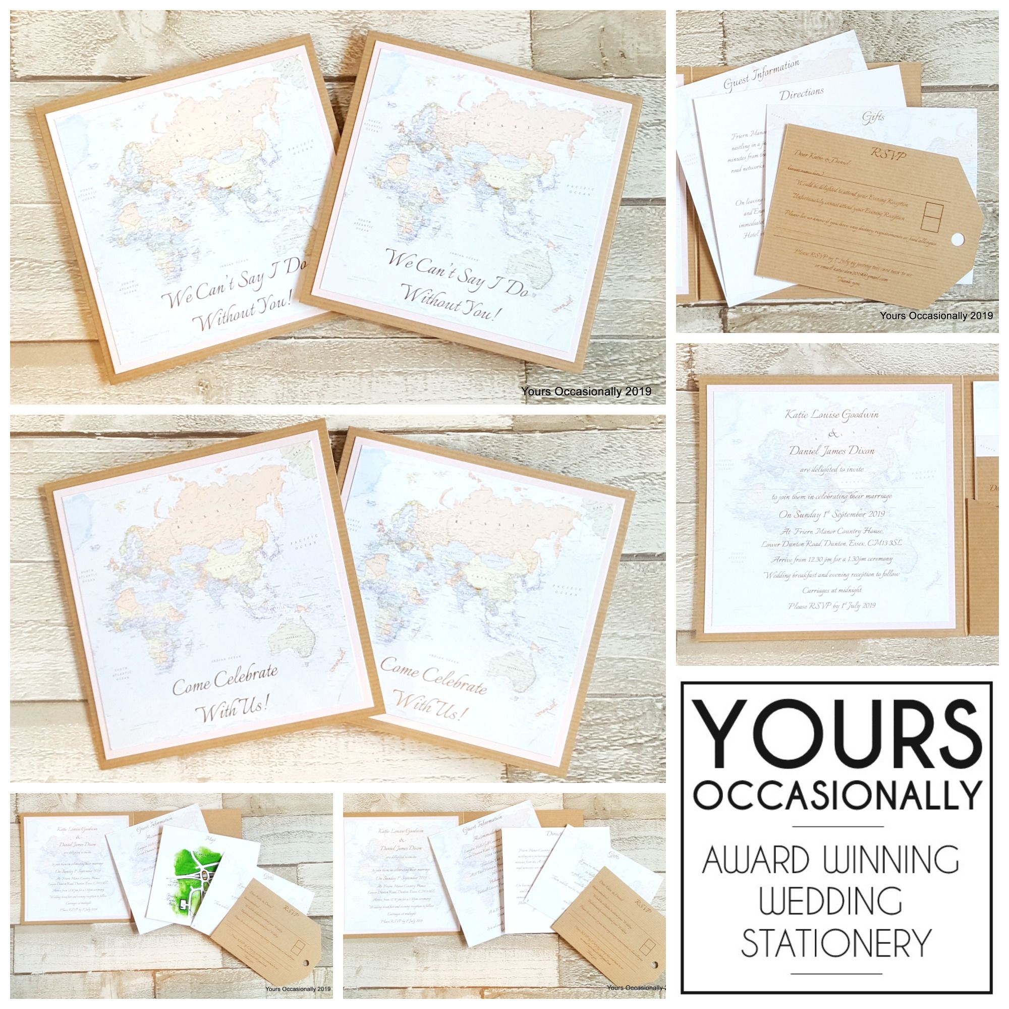 World Map Invitation Collage