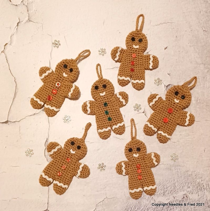 Crocheted Gingerbread Men Christmas Decorations
