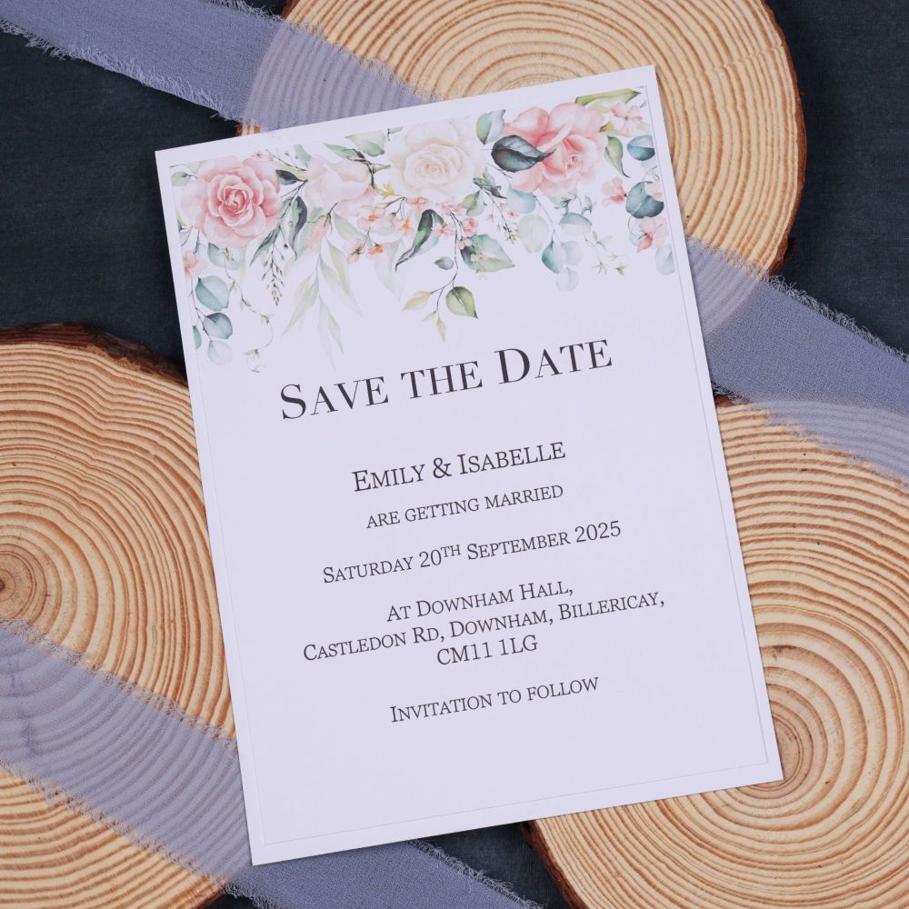 Roses and Cream Save the Date card