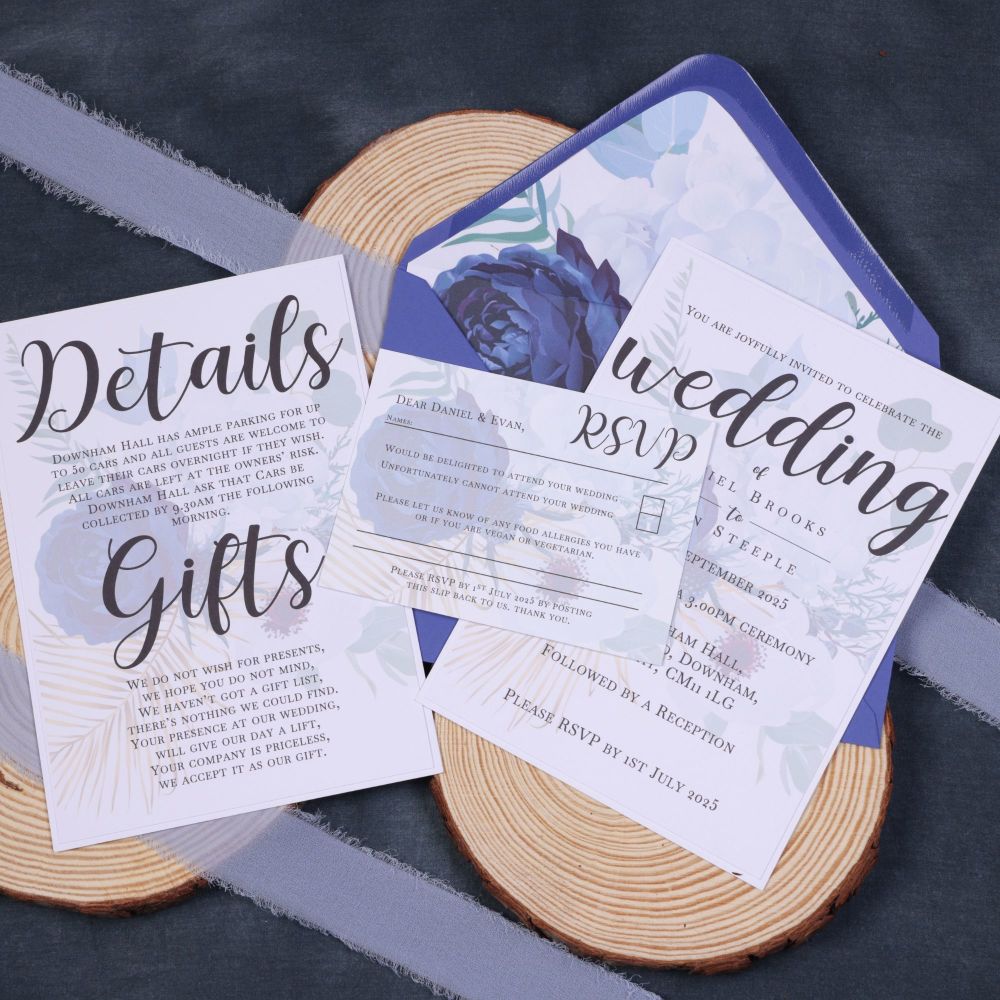 Bluetique Wedding Invitations - Option 1