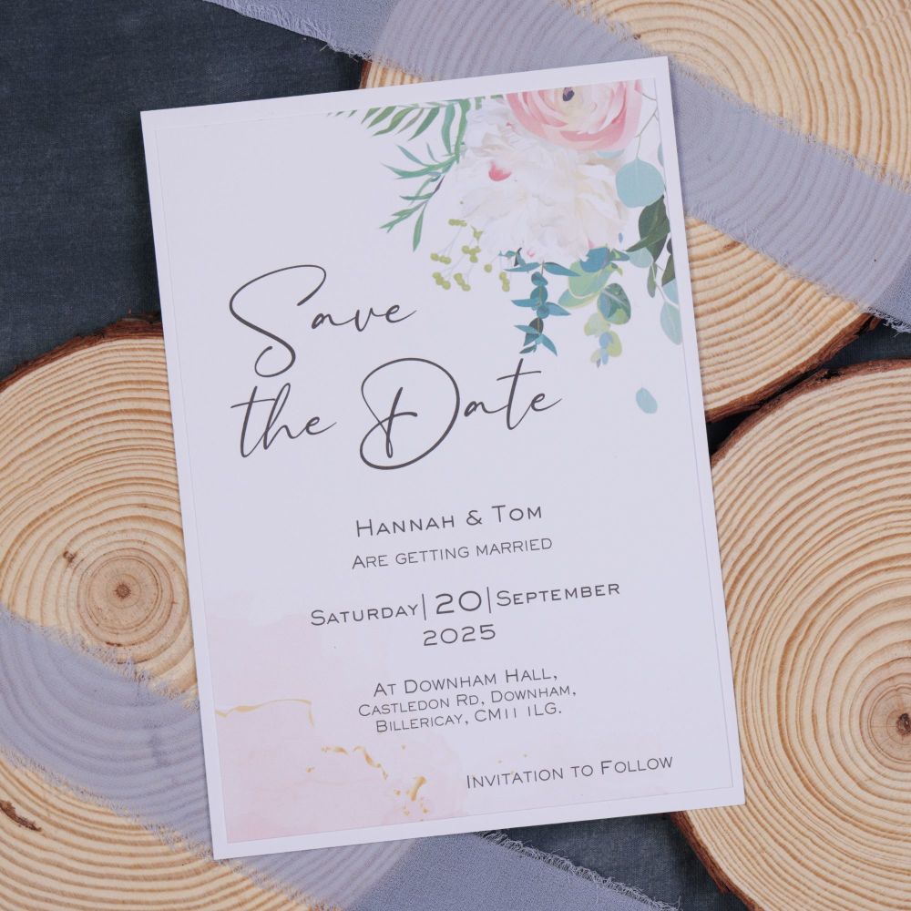Roses and Romance Save the Date cards