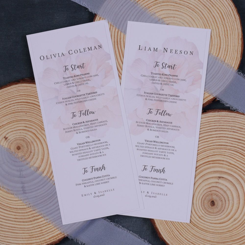 The Bold and the Beautiful Personalised Wedding Breakfast Menu - Option 1