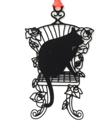 Black Cat Bookmark - Cat On Chair