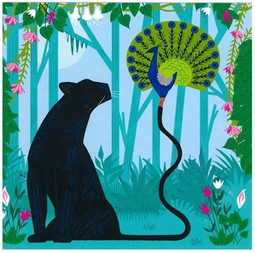 Greetings Card - The Panther & The Peacock