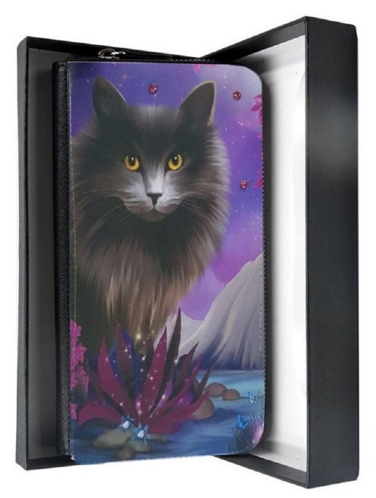 Crystal Sparkle Large Purse - Fantasy Cat Art - Obsidion Cat Purse