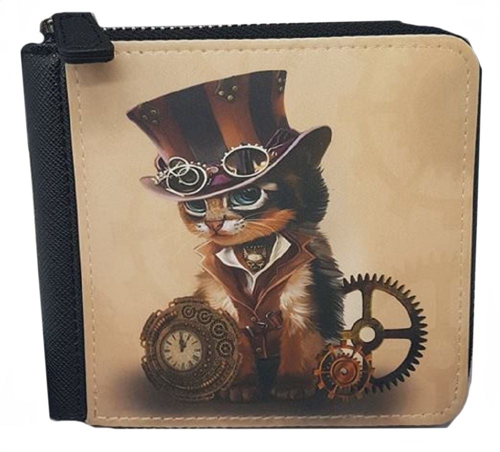 The Time Keeper - Steampunk Cat - Small Purse - Boxed