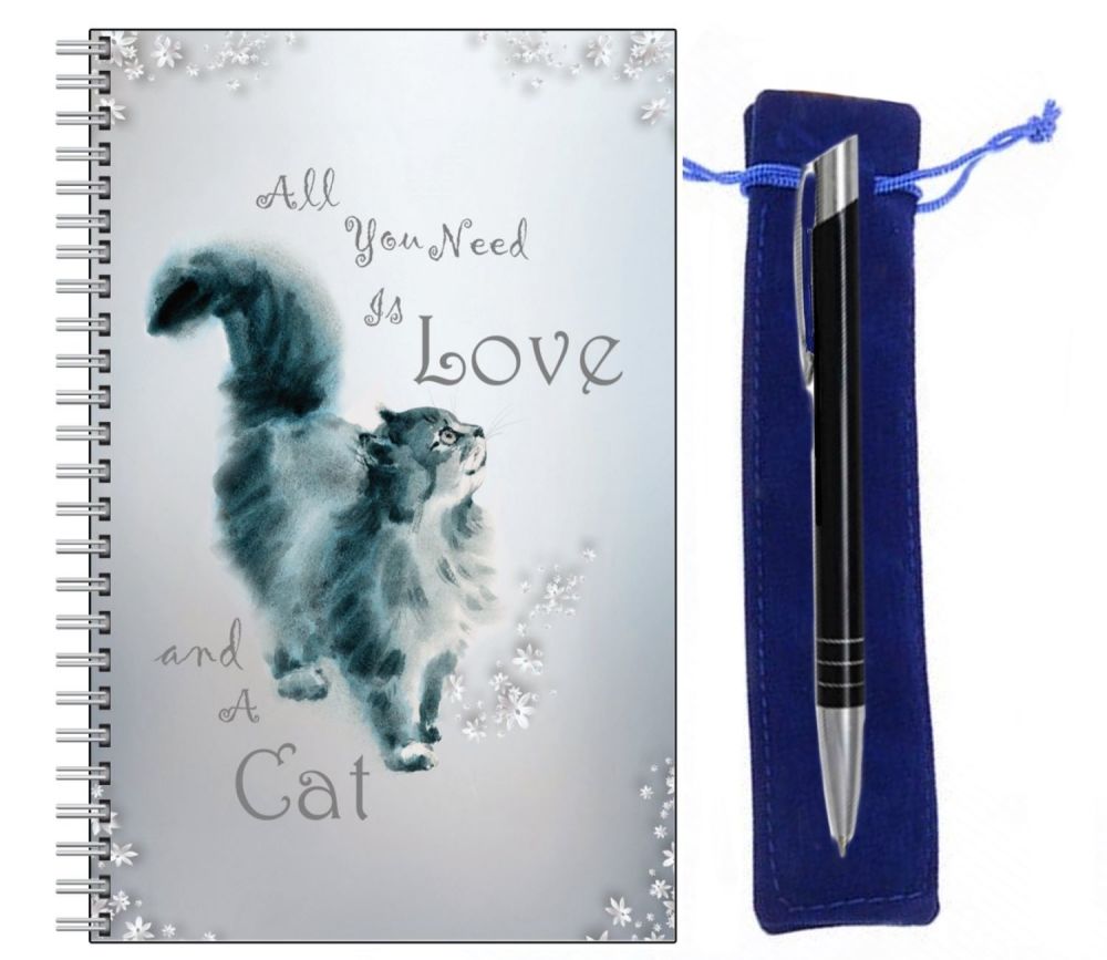 Lined Notebook & Pen Set - All You Need is Love & A Cat
