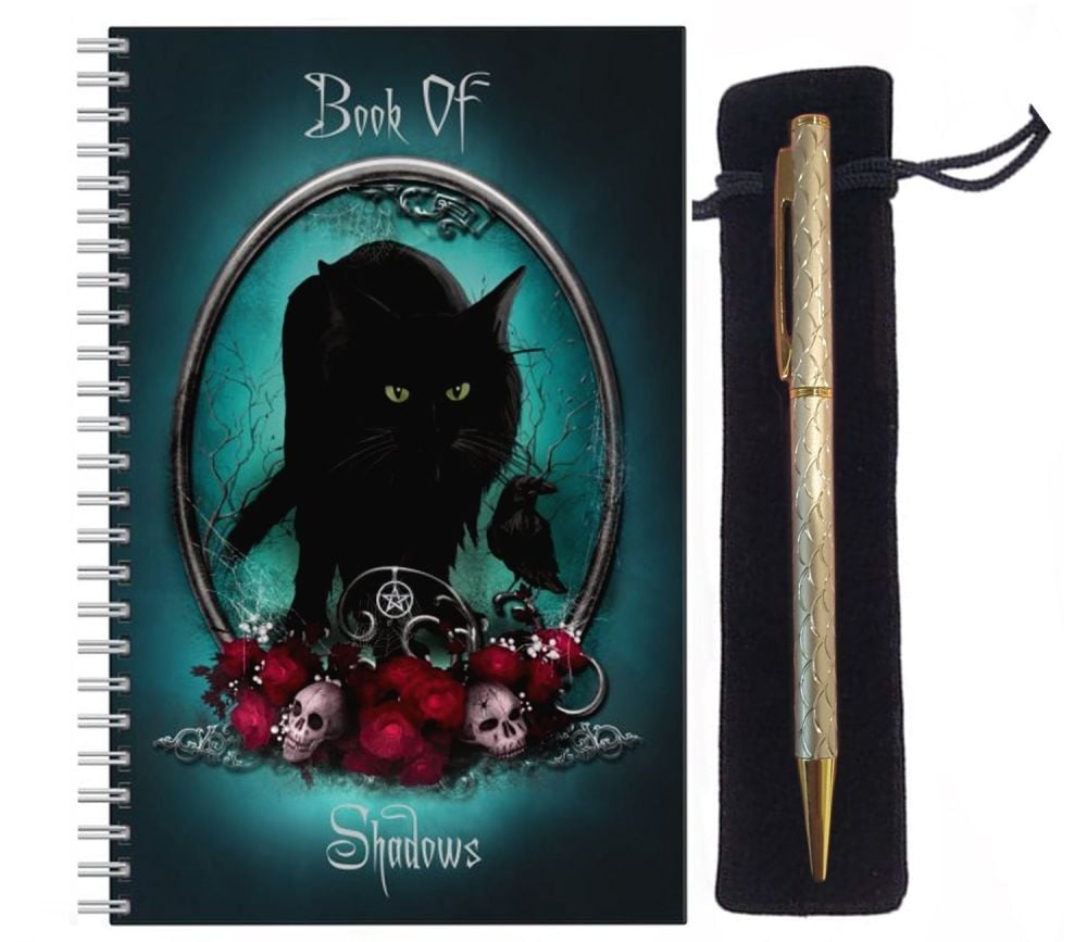 Lined Notebook & Pen Set - Familiar Protection Book Of Shadows