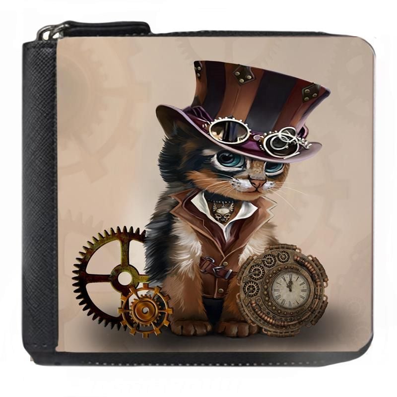 The Time Keeper - Steampunk Cat - Small Purse - Boxed