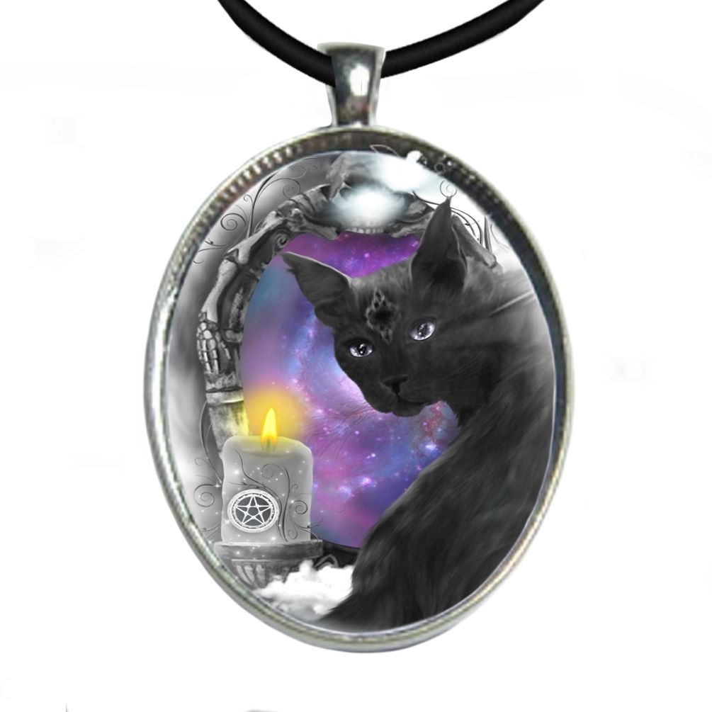 Silver Plated Large Oval Cabochon Necklace - Mirror Mirror