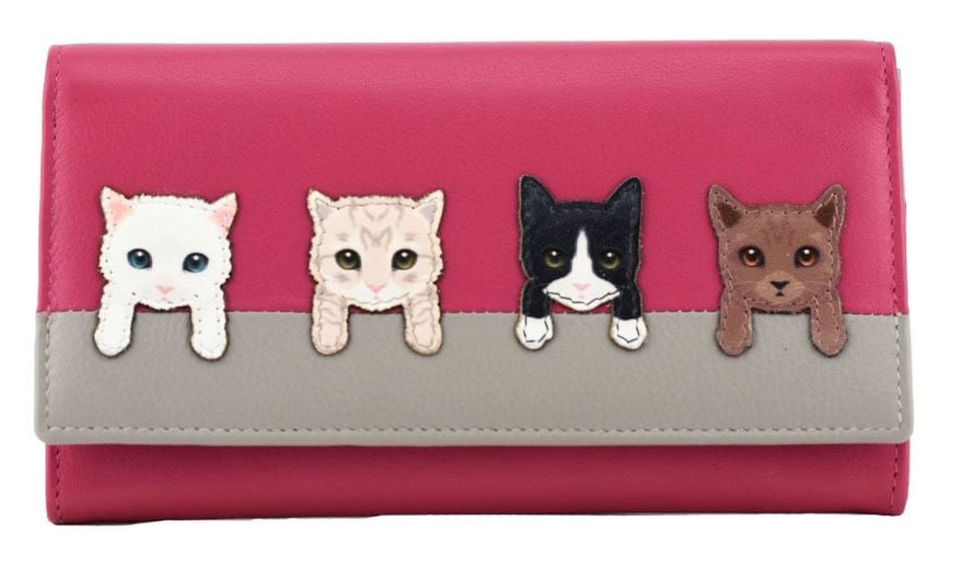 BF Cats on Wall Flap Over Purse - PINK - 3417 65