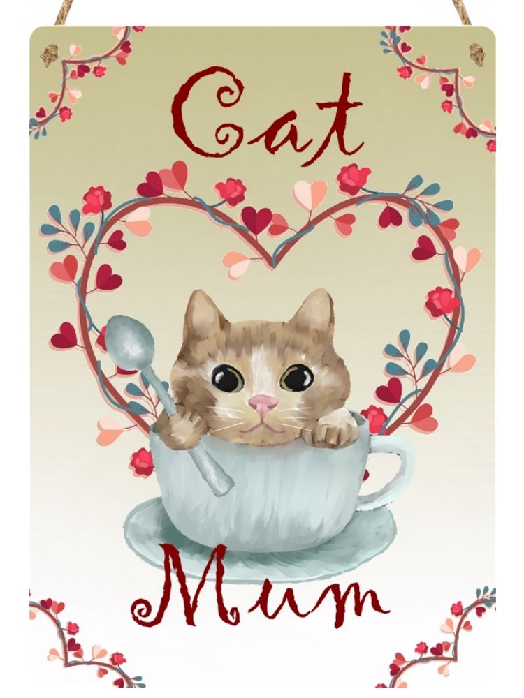 Cat Mum  - Metal Hanging Sign