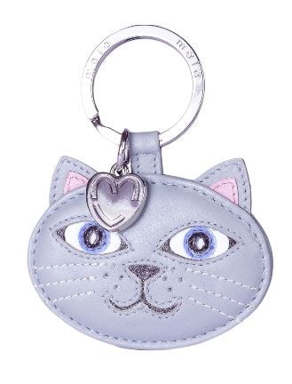 leather cat keyring