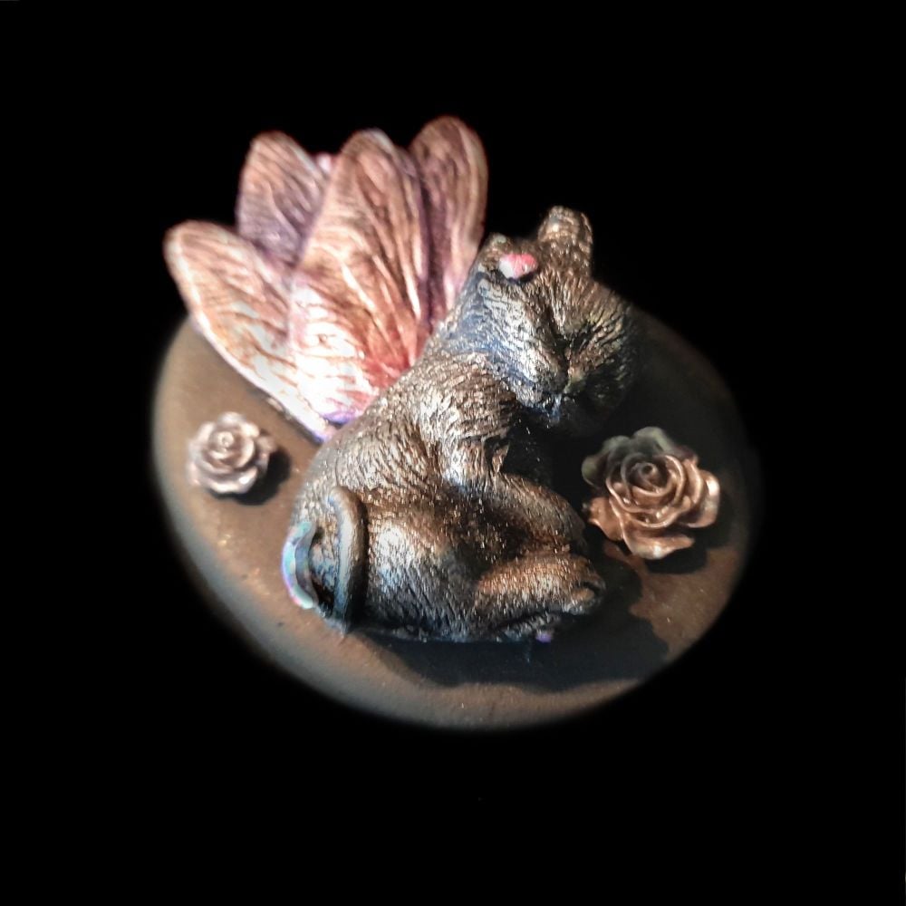 Purrfect Pebbles - Sleeping Dragonfly Kitten, Moon & Roses
