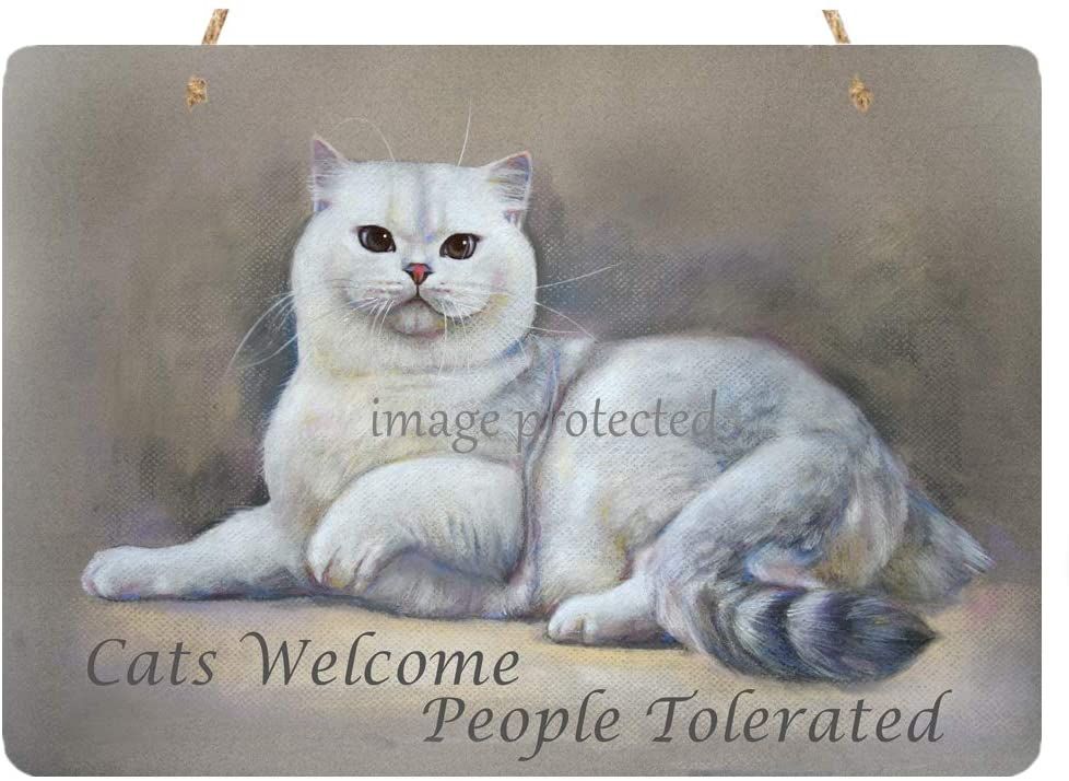 Cats Welcome People Tolerated Metal Wall Sign - Cat Sign