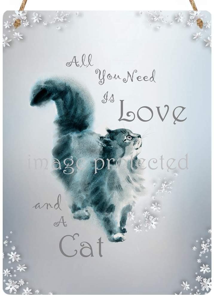 Hanging Metal Sign - All You Need Is Love And A Cat