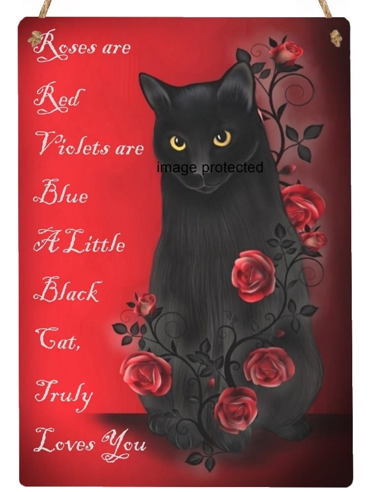 Hanging Metal Sign - Ebony Rose - Roses Are Red..
